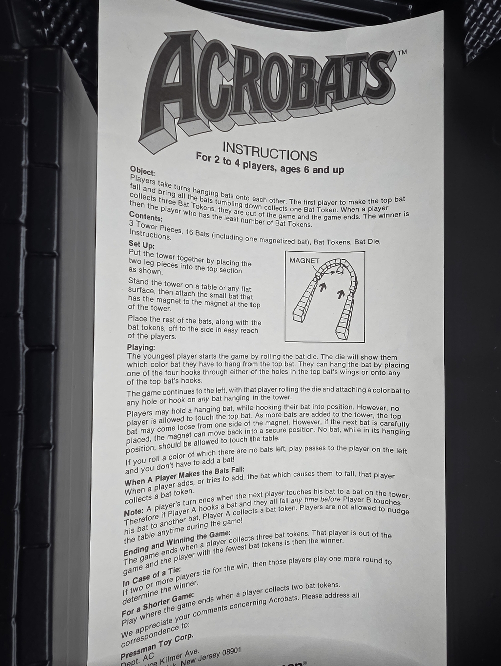 🦇 Complete 🦇Vintage Acrobats Battiest Balancing Game Pressman 1989 - Picture 2 of 7